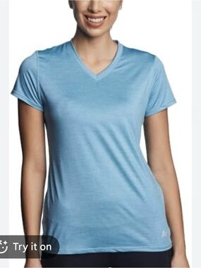 Women's V-Neck Short Sleeve Tee - Teal Blue.   Sz XL.               Bg2